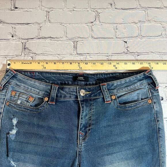 True Religion Jeans Womens Blue Carrie Low Rise Flare Stretch Made in USA 34x32 - Picture 11 of 13